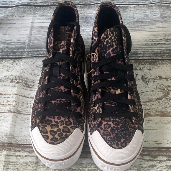 Adidas Nizza Platform Mid Leopard Print Sneakers Pink/Blk/Brwn Size 6 GY9531 - Picture 3 of 13
